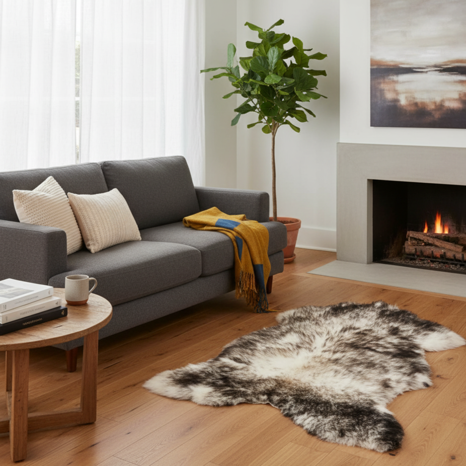 muflon Stylowe wnętrze domu ze skórą dekoracyjną muflon