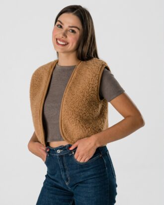 Damska Kamizelka Wełniana Merino – Model “Alpaka” w Kolorze Toffi