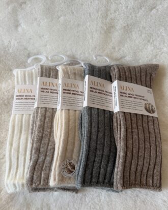 Zestaw 5 Par Prążkowanych Skarpet z Wełny Merino – Naturalne Odcienie