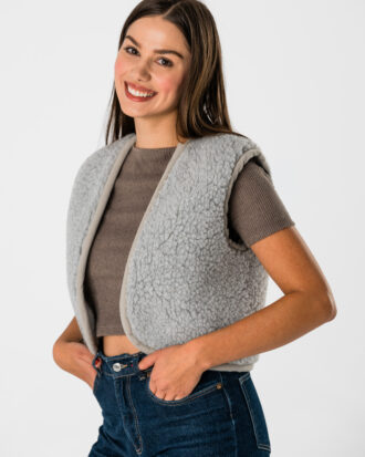Damska Kamizelka Wełniana Merino – Model “Alpaka” Szara