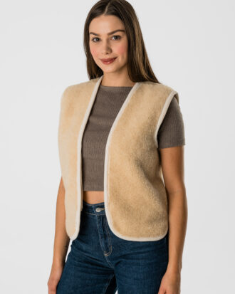 Klasyczna Damska Kamizelka Wełniana – Model “Classic” w Kolorze Camel