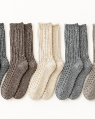 Zestaw 5 Par Skarpet z Wełny Merino – Kolory Neutralne