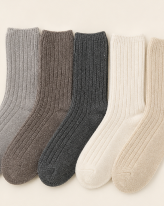 Zestaw 5 Par Skarpet z Wełny Merino – Kolory Neutralne